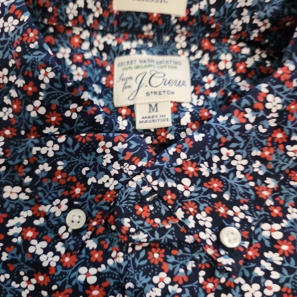 J. Crew Men's Casual Button-Down Shirt - Navy and White Floral - Picture 4 of 8